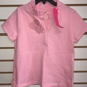 NWT Girls L 8/10 Pink Lilly Pulitzer Thierry Polo Shirt Top